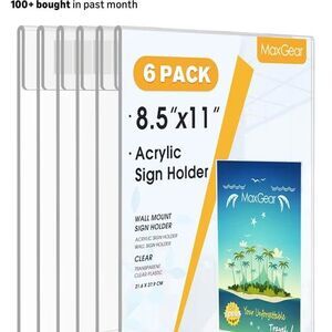 acrylic wall sign holder, a 6-pack of 8.5" x 11"
